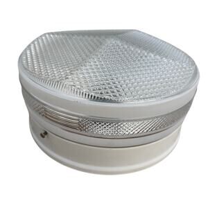 VTG Round Milk Glass Clear Light Drum Shade Ceiling Mount Art Deco Light Fixture